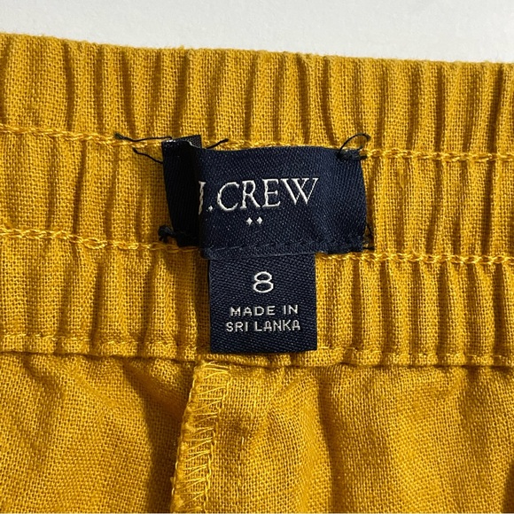 J. Crew Women’s Linen/Cotton Drawstring Pants Size 8 Mustard Yellow Cuffed leg - Picture 6 of 9